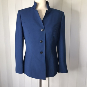 Nipon Boutique Size 4 Women’s Career Blue Polyester Blend Blazer‎ Jacket